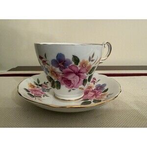 Vintage Regency Bone China Teacup & Saucer Set Made In England Floral Design